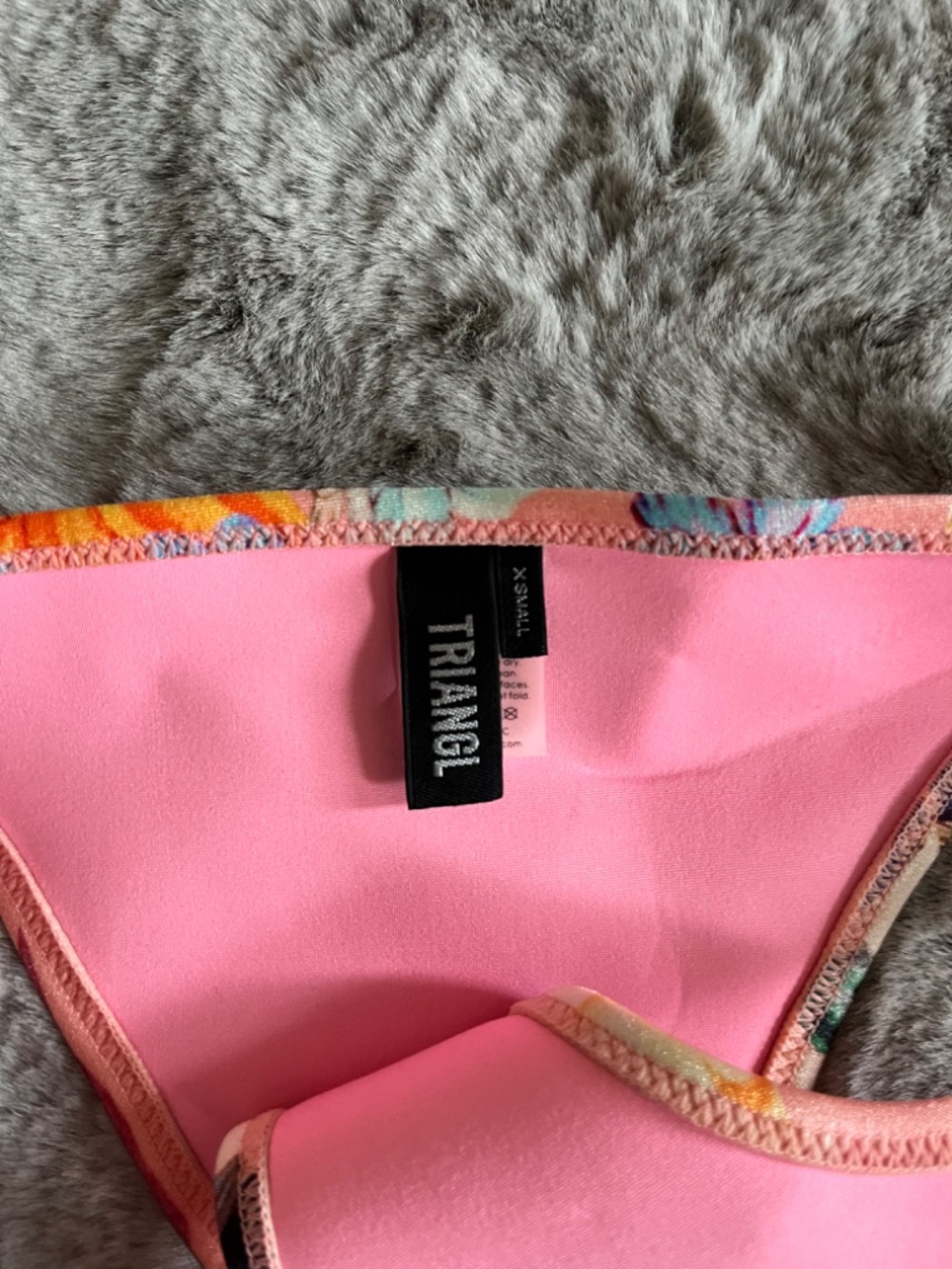 Triangl Swimwear Pink Floral Neoprene Bikini NWOT XS - Picture 2 of 3